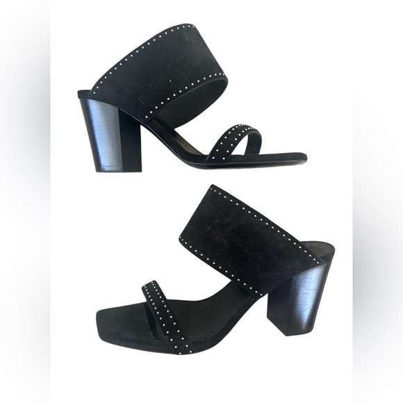 Saint Laurent Black Ladies Oak Mule Suede Studded Sandal Shoe Sz 37.5 NWOT NEW - Picture 9 of 16
